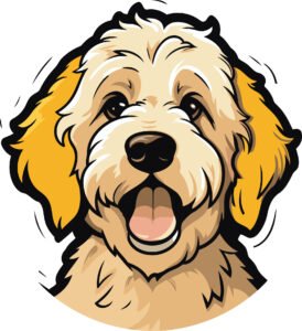 Cartoom image of labradoodle face